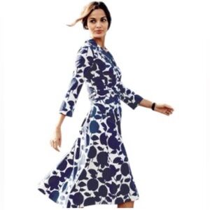 Boden Women’s Stretch Cotton Button Down 3/4 Sleeves V-neck Midi Shirt Dress 8L